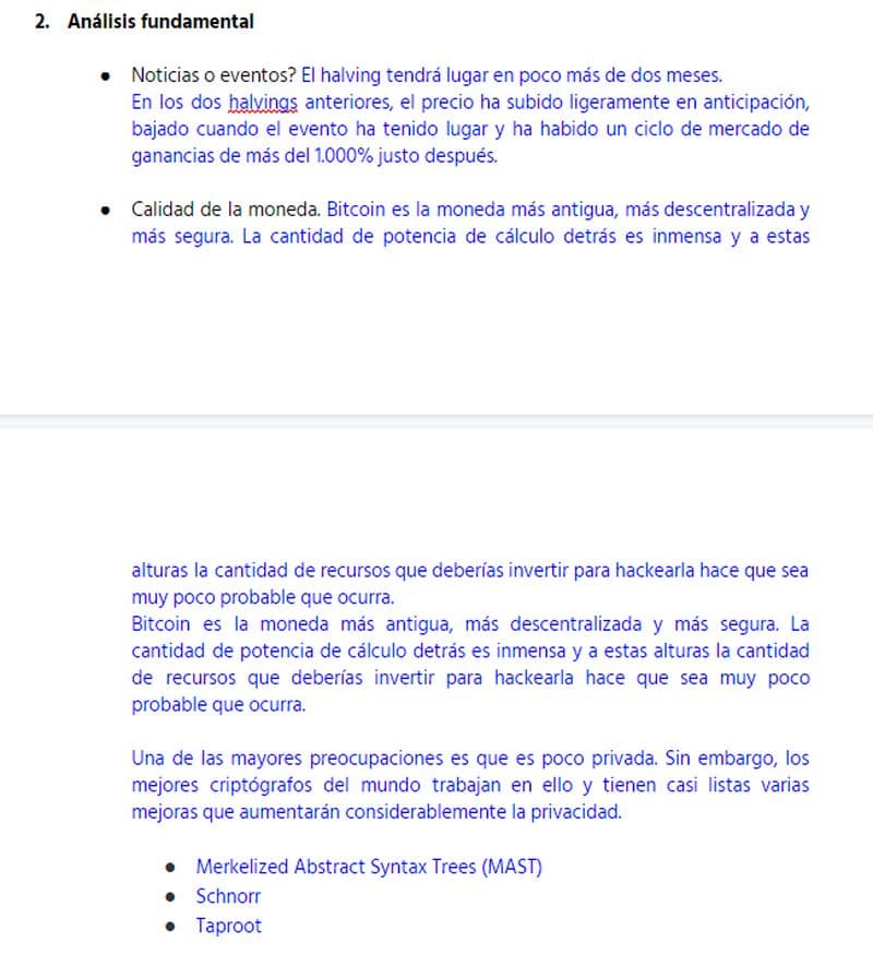Ejemplo de análisis fundamental para invertir en Bitcoin
