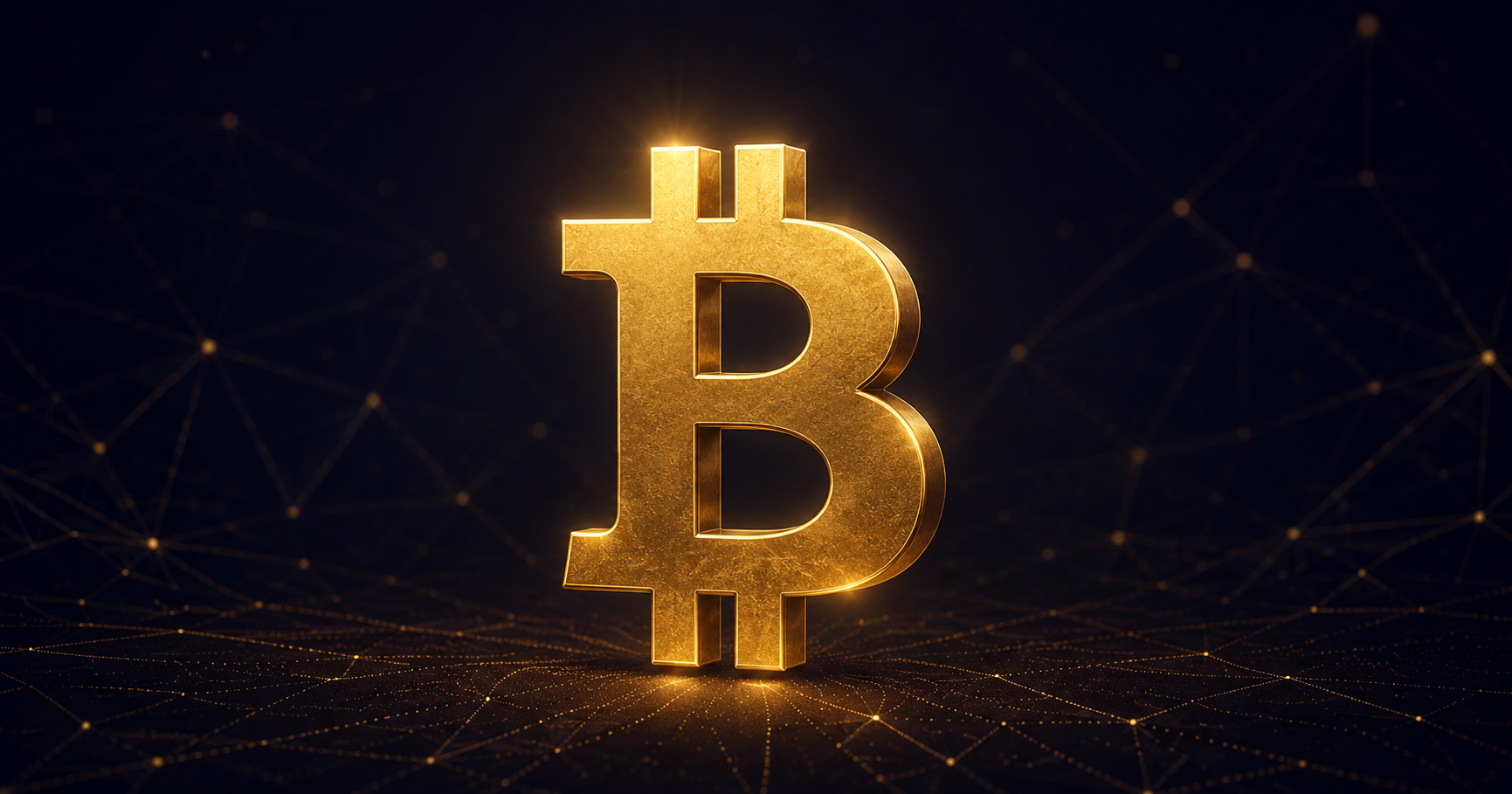 Símbolo ₿ de Bitcoin en dorado sobre fondo oscuro — guía completa qué es Bitcoin 2026